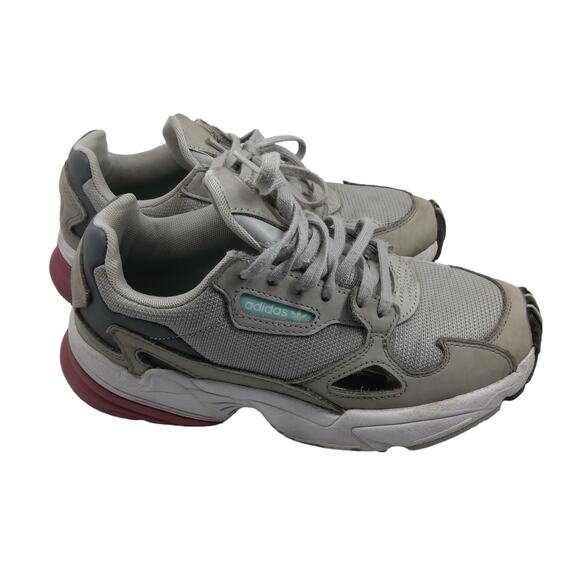 Adidas Falcon Sneakers  Gray Pink and Green Size 6 - Picture 6 of 7